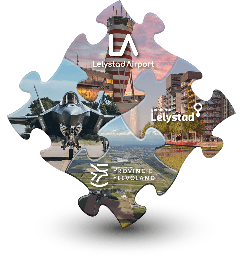 Lelystad Airport Puzzelstukken combi-schaduw-zonder defensie Lelystad Airport Puzzelstukken combi-schaduw-